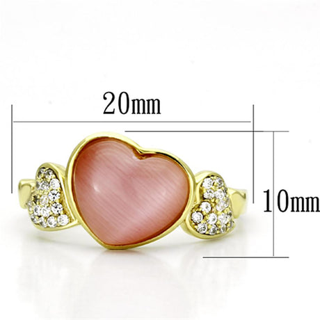 Gold 925 Sterling Silver Ring with Synthetic Cat Eye in Rose