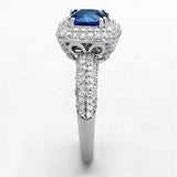 Rhodium 925 Sterling Silver Ring with Synthetic Spinel in London Blue