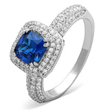 Rhodium 925 Sterling Silver Ring with Synthetic Spinel in London Blue