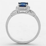 Rhodium 925 Sterling Silver Ring with Synthetic Spinel in London Blue