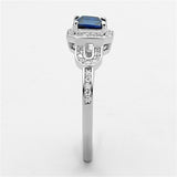 Rhodium 925 Sterling Silver Ring with Synthetic Spinel in London Blue