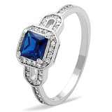 Rhodium 925 Sterling Silver Ring with Synthetic Spinel in London Blue