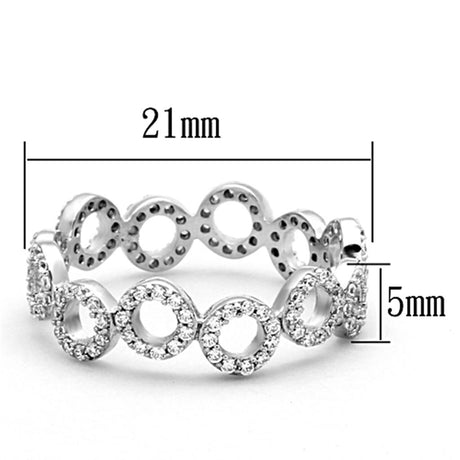 Rhodium 925 Sterling Silver Ring with AAA Grade CZ  in Clear