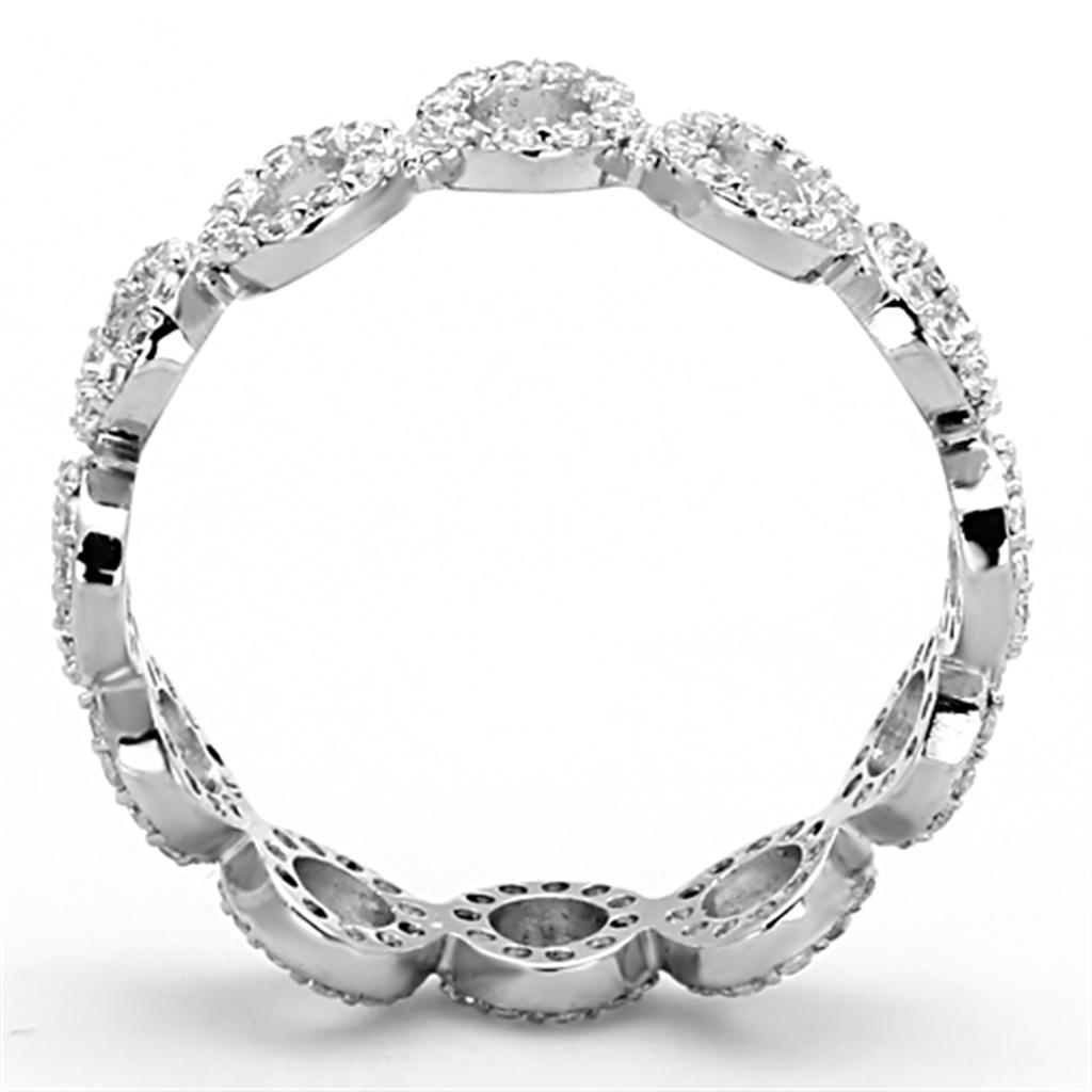 Rhodium 925 Sterling Silver Ring with AAA Grade CZ  in Clear