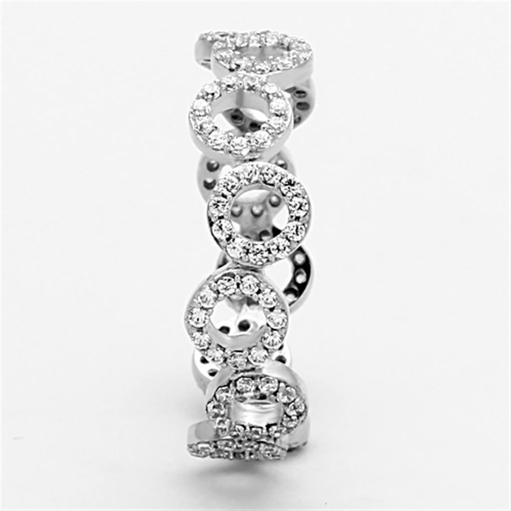 Rhodium 925 Sterling Silver Ring with AAA Grade CZ  in Clear