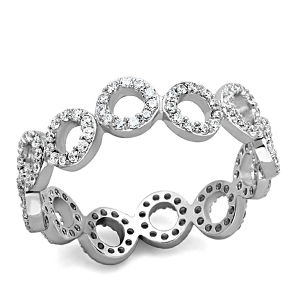 Rhodium 925 Sterling Silver Ring with AAA Grade CZ  in Clear