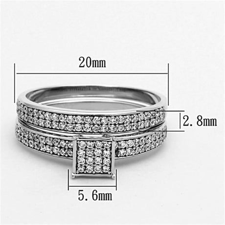 Rhodium 925 Sterling Silver Ring with AAA Grade CZ  in Clear