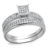 Rhodium 925 Sterling Silver Ring with AAA Grade CZ  in Clear