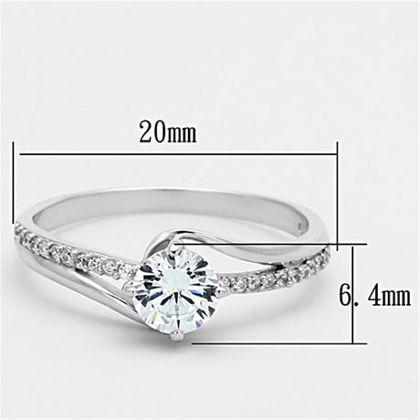 Rhodium 925 Sterling Silver Ring with AAA Grade CZ  in Clear