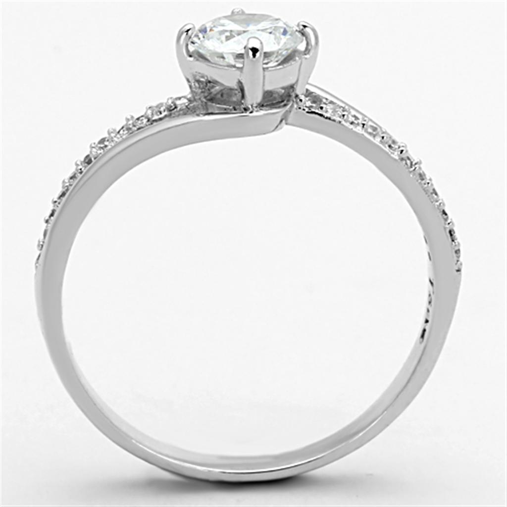 Rhodium 925 Sterling Silver Ring with AAA Grade CZ  in Clear