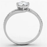 Rhodium 925 Sterling Silver Ring with AAA Grade CZ  in Clear
