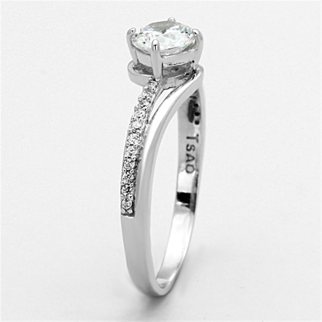Rhodium 925 Sterling Silver Ring with AAA Grade CZ  in Clear
