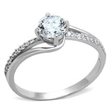 Rhodium 925 Sterling Silver Ring with AAA Grade CZ  in Clear