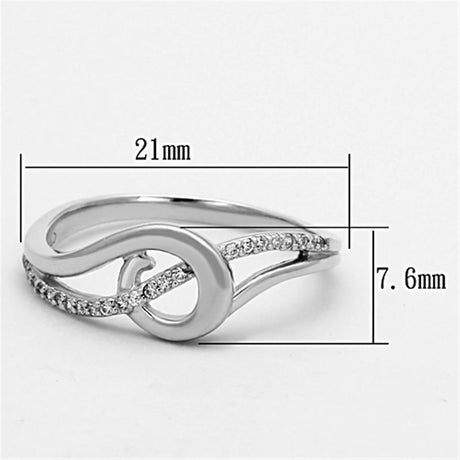 Rhodium 925 Sterling Silver Ring with AAA Grade CZ  in Clear