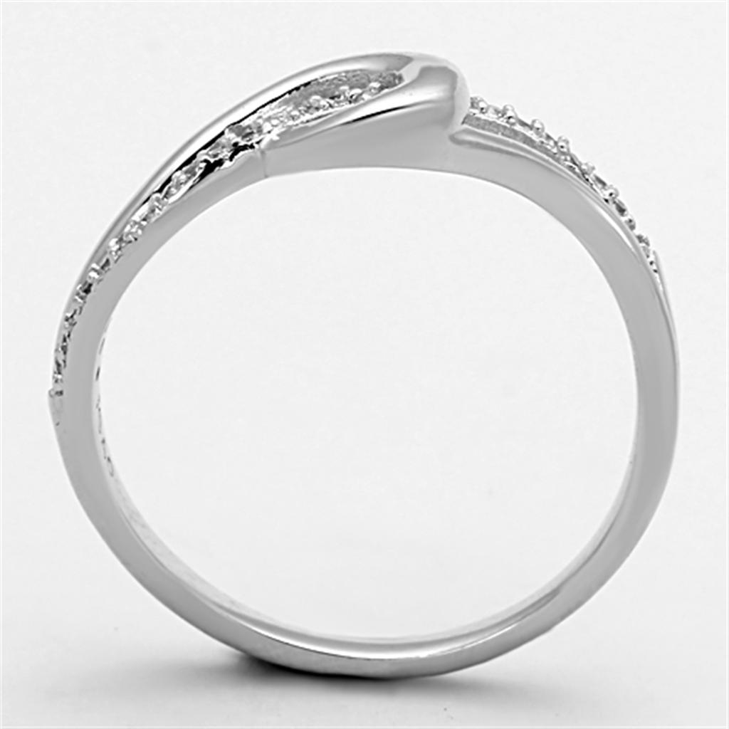 Rhodium 925 Sterling Silver Ring with AAA Grade CZ  in Clear