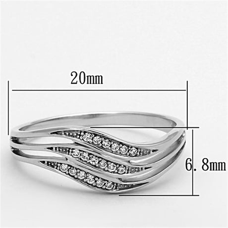 Rhodium 925 Sterling Silver Ring with AAA Grade CZ  in Clear