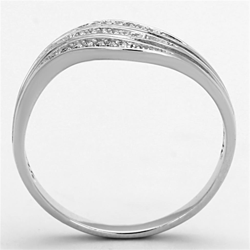 Rhodium 925 Sterling Silver Ring with AAA Grade CZ  in Clear