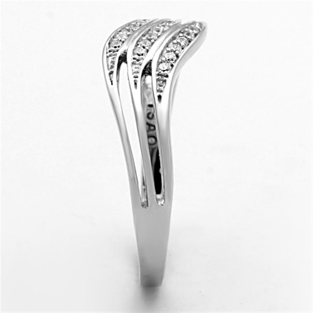 Rhodium 925 Sterling Silver Ring with AAA Grade CZ  in Clear