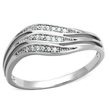 Rhodium 925 Sterling Silver Ring with AAA Grade CZ  in Clear