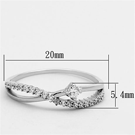 Rhodium 925 Sterling Silver Ring with AAA Grade CZ  in Clear