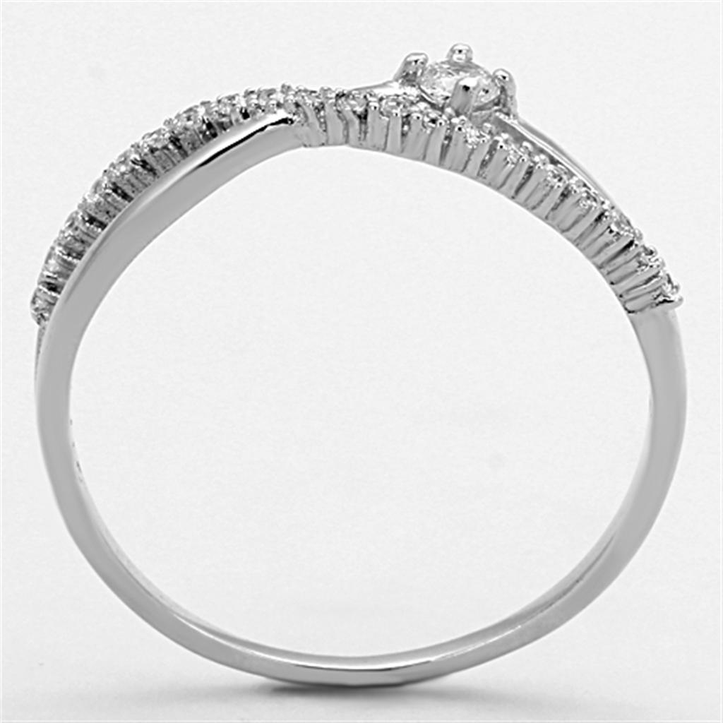 Rhodium 925 Sterling Silver Ring with AAA Grade CZ  in Clear