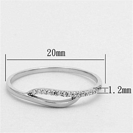 Rhodium 925 Sterling Silver Ring with AAA Grade CZ  in Clear