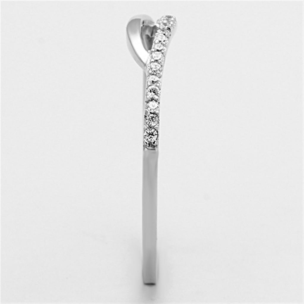 Rhodium 925 Sterling Silver Ring with AAA Grade CZ  in Clear