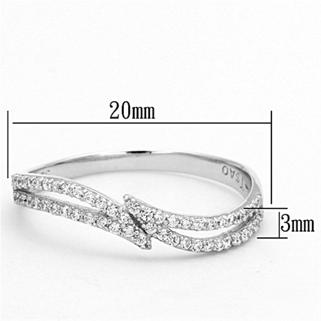 Rhodium 925 Sterling Silver Ring with AAA Grade CZ  in Clear