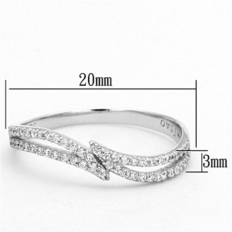 Rhodium 925 Sterling Silver Ring with AAA Grade CZ  in Clear