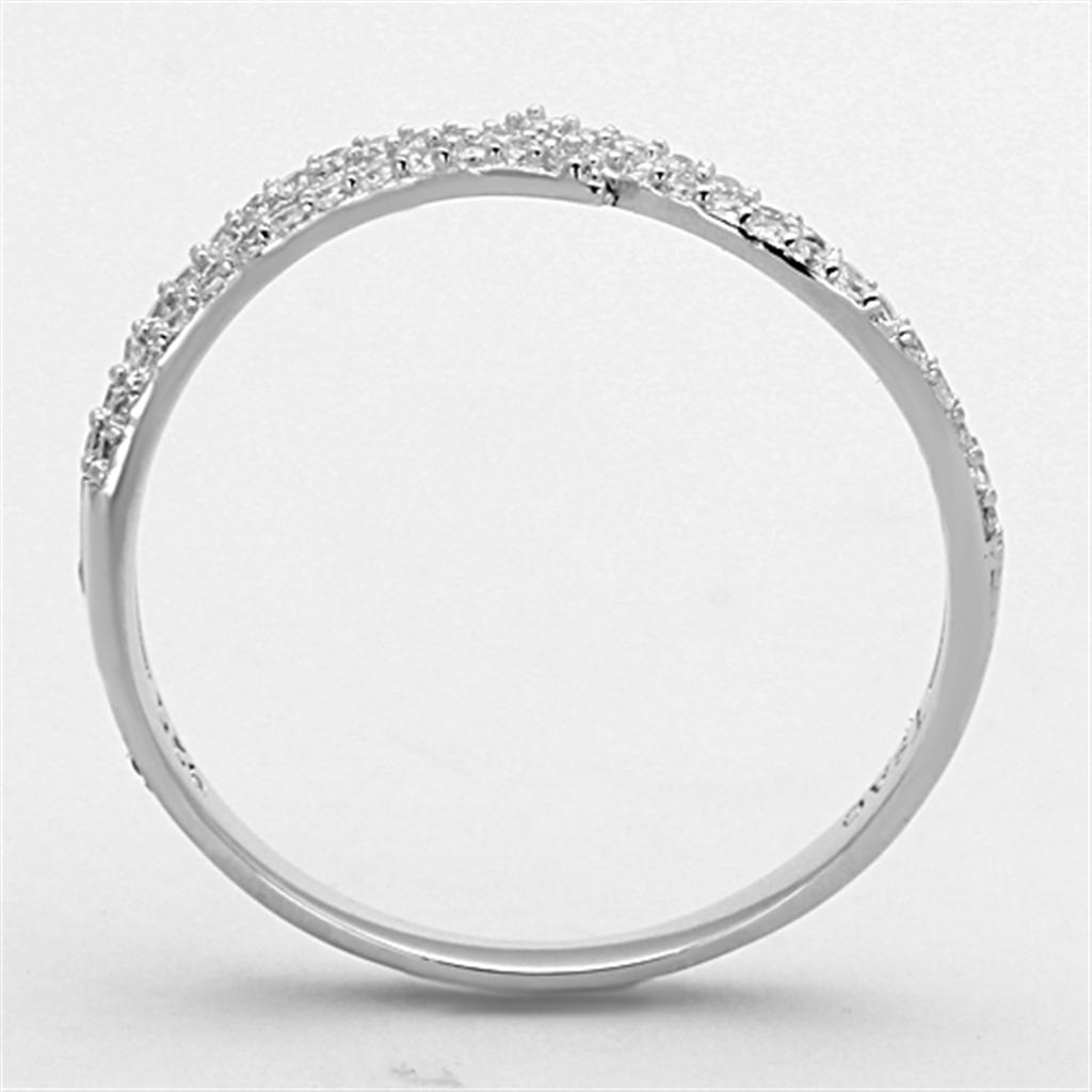 Rhodium 925 Sterling Silver Ring with AAA Grade CZ  in Clear
