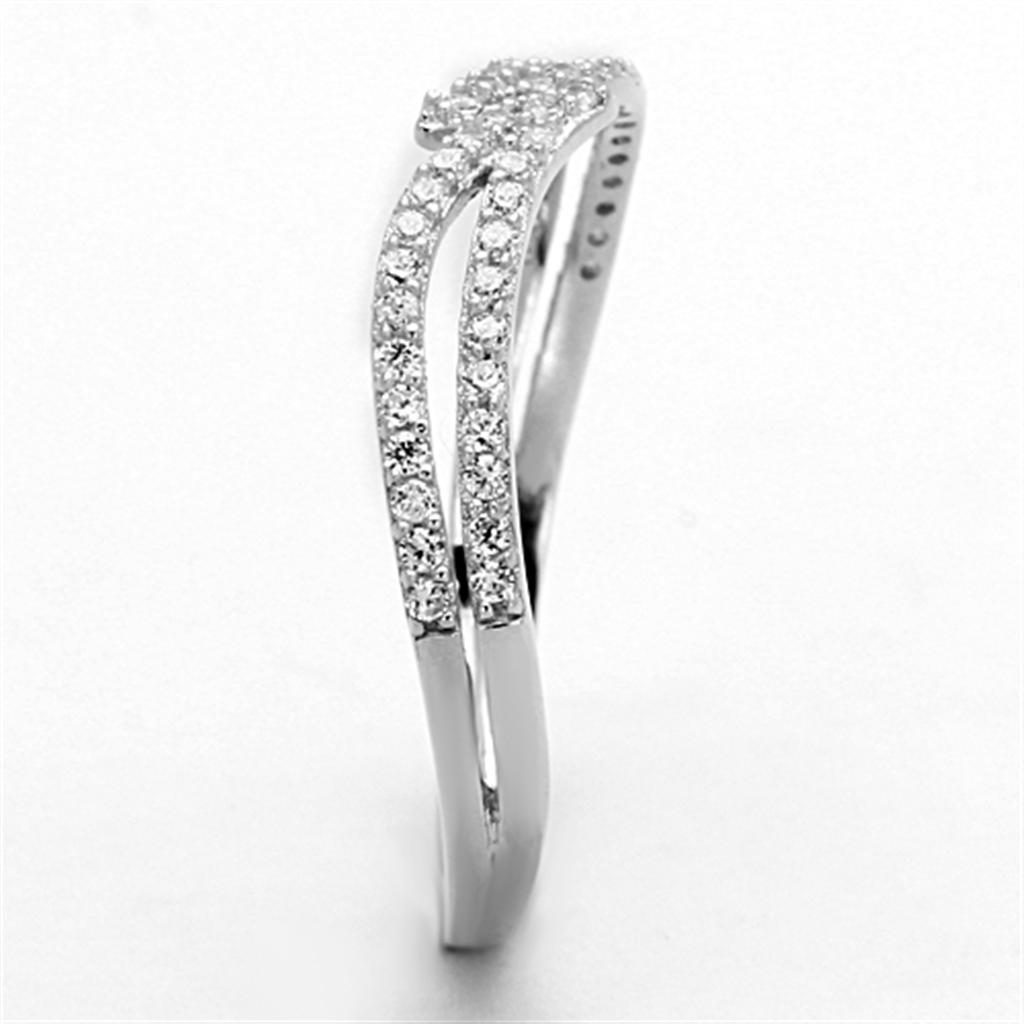 Rhodium 925 Sterling Silver Ring with AAA Grade CZ  in Clear