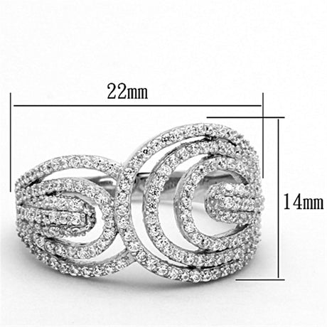 Rhodium 925 Sterling Silver Ring with AAA Grade CZ  in Clear
