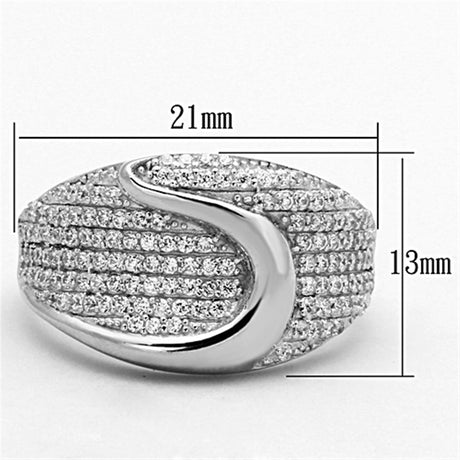 Rhodium 925 Sterling Silver Ring with AAA Grade CZ  in Clear