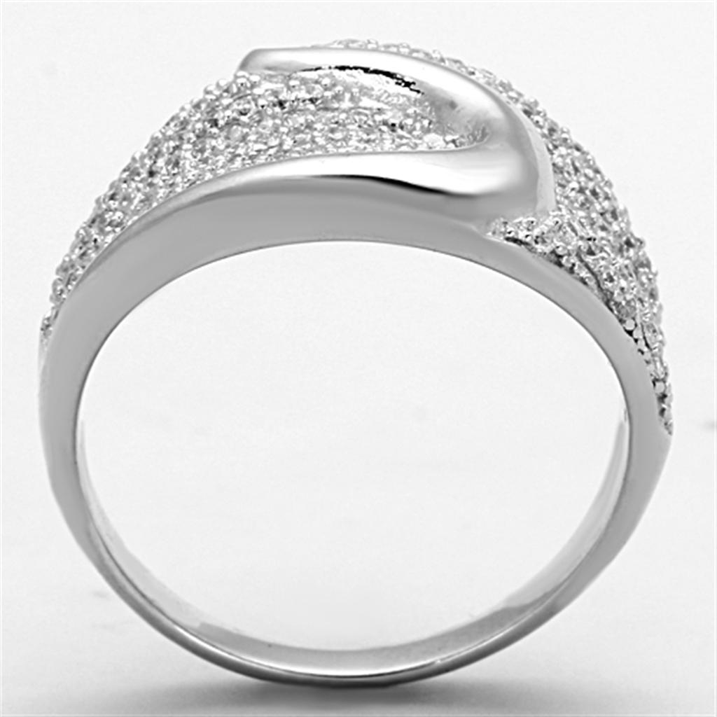 Rhodium 925 Sterling Silver Ring with AAA Grade CZ  in Clear