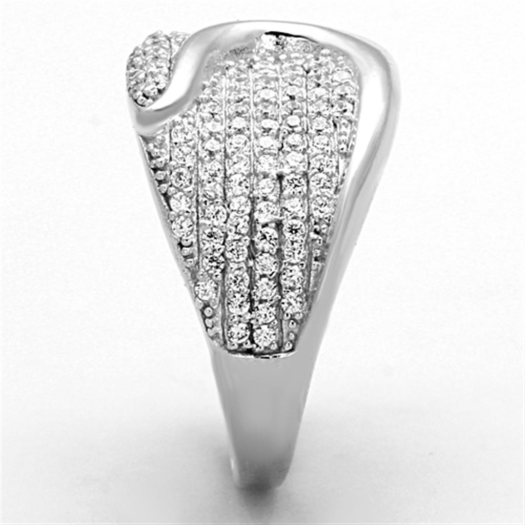 Rhodium 925 Sterling Silver Ring with AAA Grade CZ  in Clear