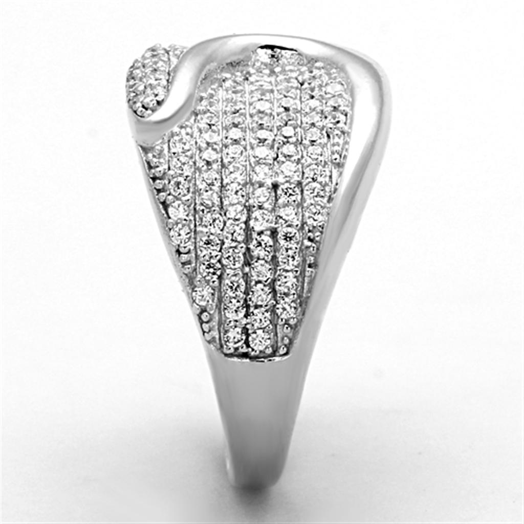 Rhodium 925 Sterling Silver Ring with AAA Grade CZ  in Clear