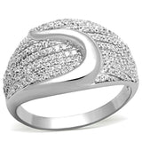 Rhodium 925 Sterling Silver Ring with AAA Grade CZ  in Clear