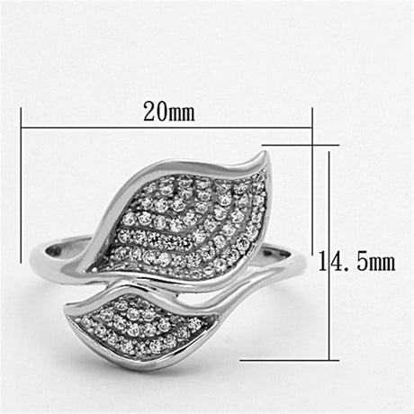 Rhodium 925 Sterling Silver Ring with AAA Grade CZ  in Clear