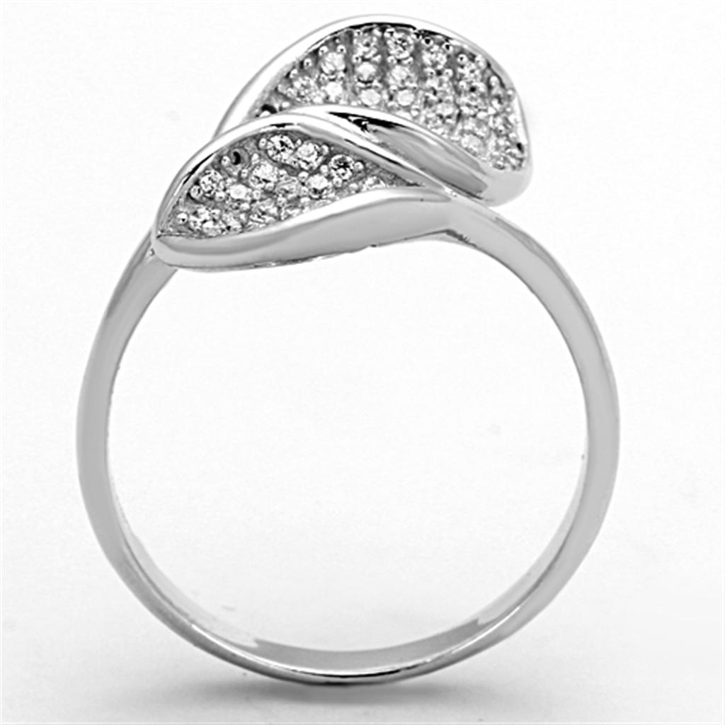 Rhodium 925 Sterling Silver Ring with AAA Grade CZ  in Clear