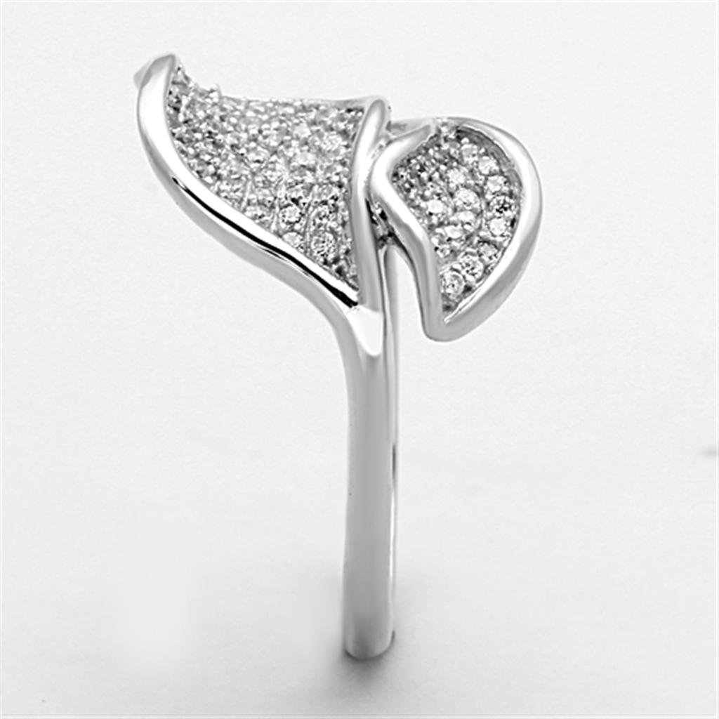 Rhodium 925 Sterling Silver Ring with AAA Grade CZ  in Clear