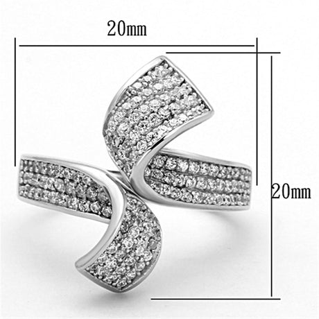 Rhodium 925 Sterling Silver Ring with AAA Grade CZ  in Clear
