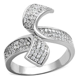 Rhodium 925 Sterling Silver Ring with AAA Grade CZ  in Clear