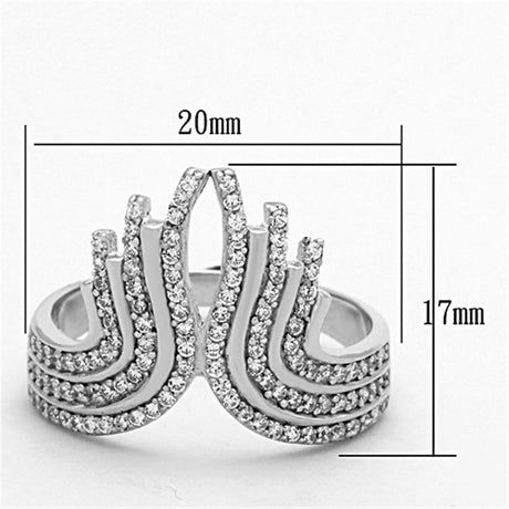 Rhodium 925 Sterling Silver Ring with AAA Grade CZ  in Clear