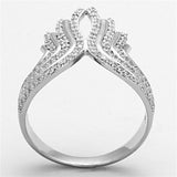 Rhodium 925 Sterling Silver Ring with AAA Grade CZ  in Clear