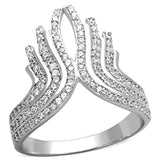 Rhodium 925 Sterling Silver Ring with AAA Grade CZ  in Clear