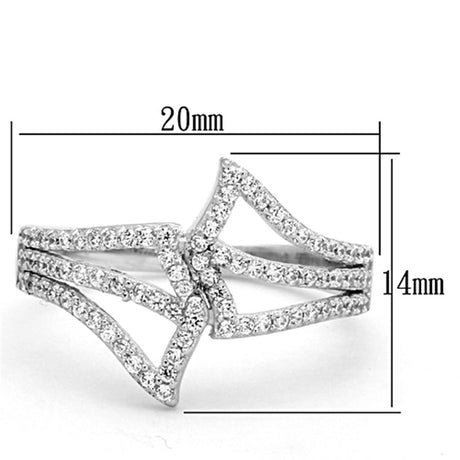 Rhodium 925 Sterling Silver Ring with AAA Grade CZ  in Clear