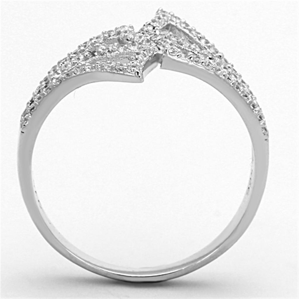 Rhodium 925 Sterling Silver Ring with AAA Grade CZ  in Clear