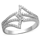 Rhodium 925 Sterling Silver Ring with AAA Grade CZ  in Clear