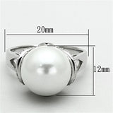 Rhodium 925 Sterling Silver Ring with Synthetic Pearl in White