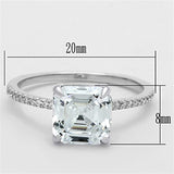 Rhodium 925 Sterling Silver Ring with Cubic  in Clear